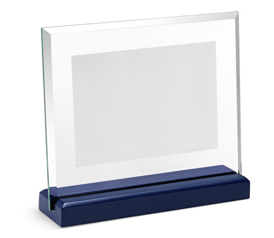 Glass plaque holder with wooden base series CRI 1400 S