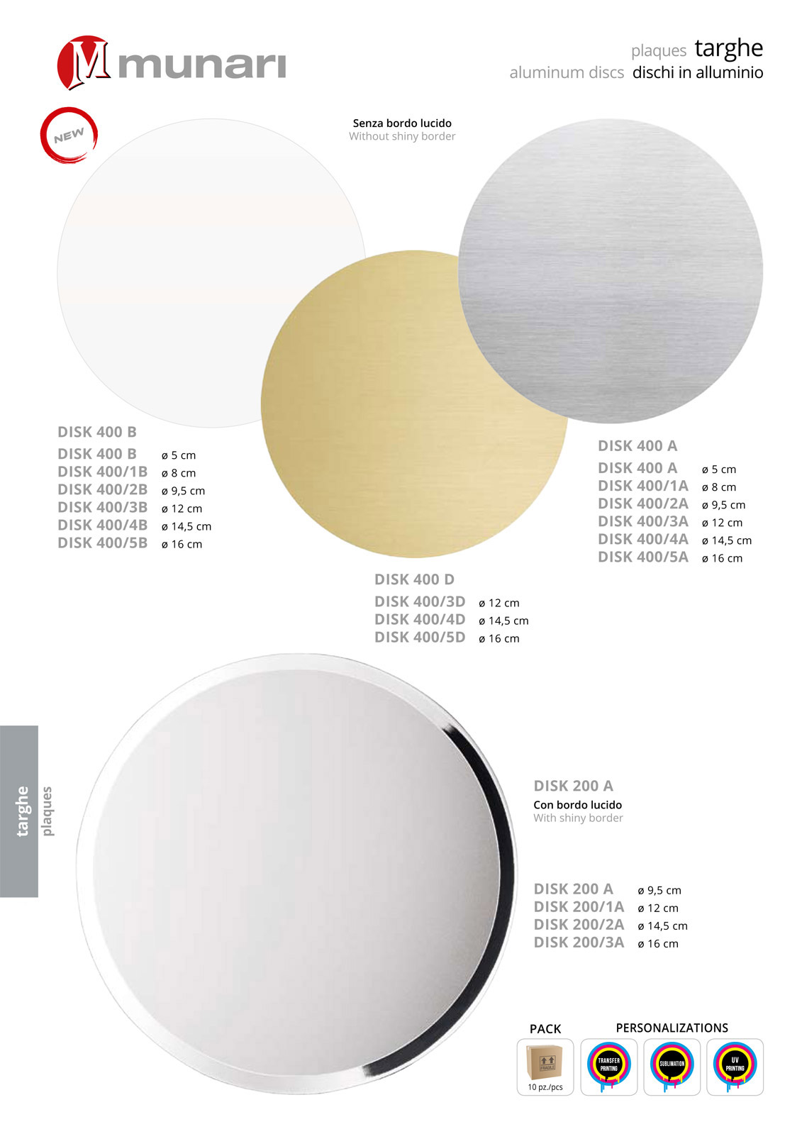Aluminum discs for sublimation or transfer printing series DISK 200A