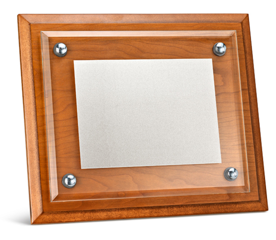Wooden plaque holder with satinized glass series PTL 100VS