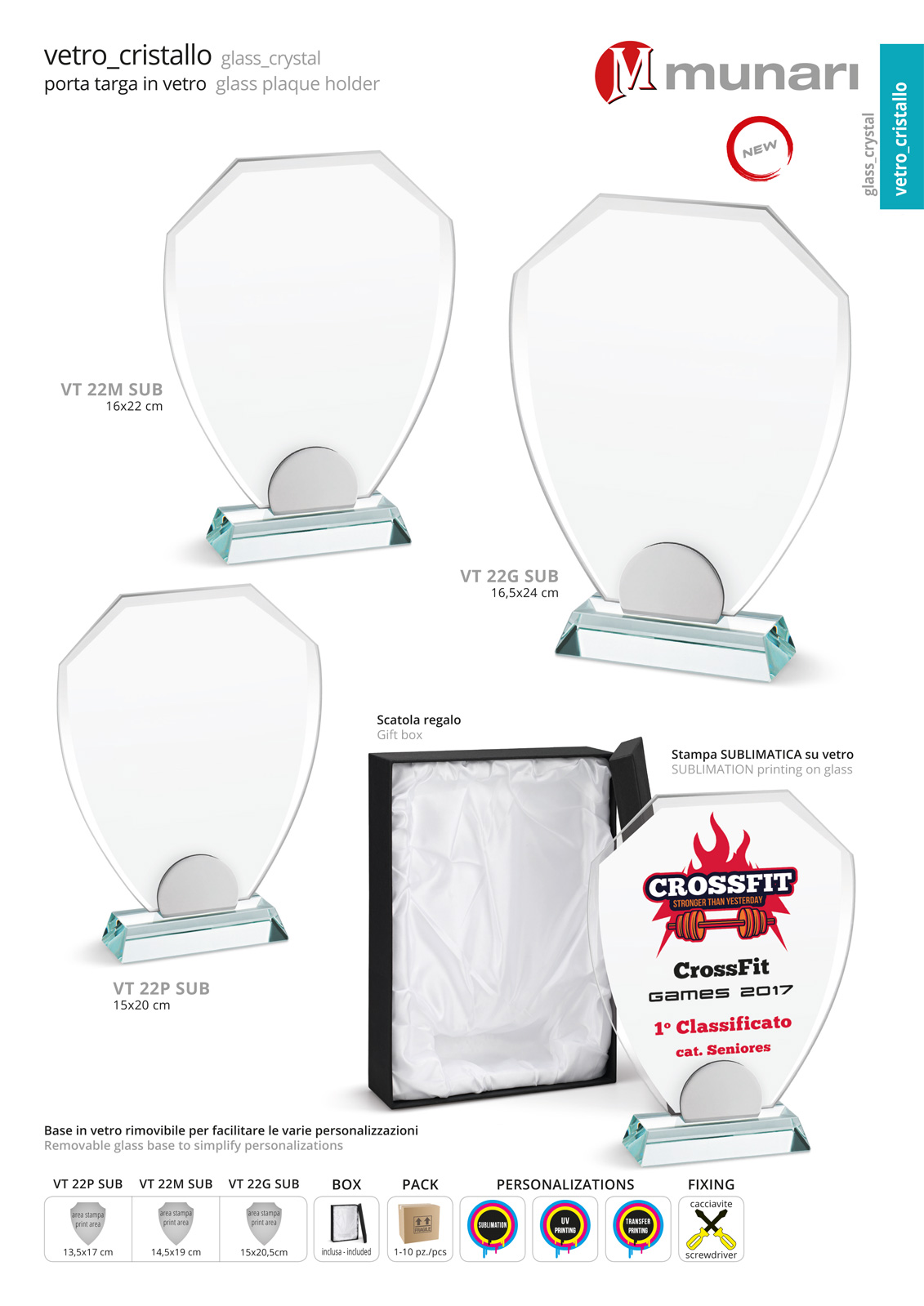 Sublimation glass plaque holder with glass base series VT 22 SUB